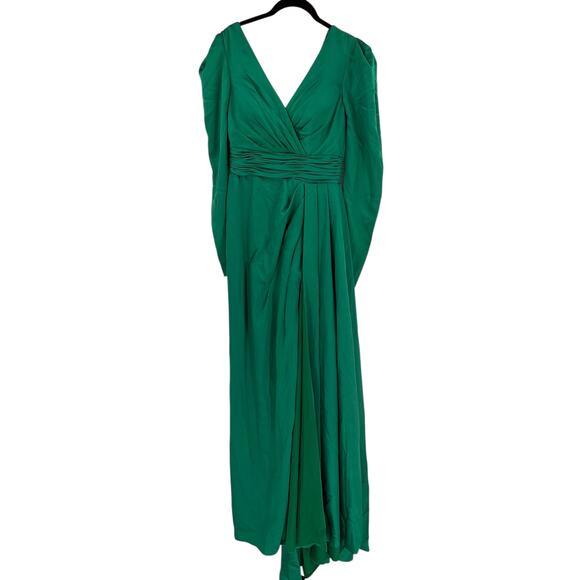 MAC DUGGAL Dress Size 2 NEW Green V Neck Puff Sleeve Emerald - Picture 3 of 6